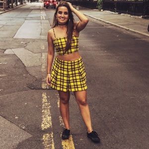 Wild Fable yellow plaid skort and crop top set